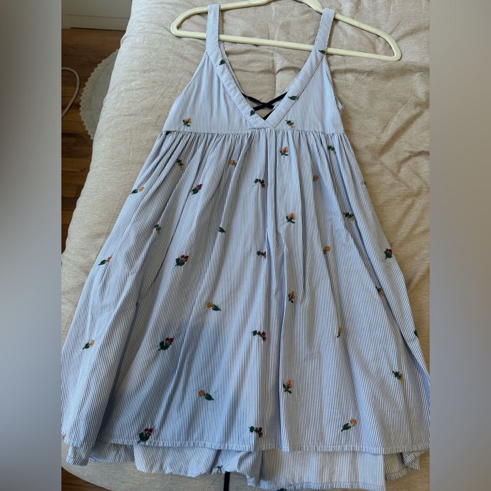 Zara Blue Striped Dress - Picture 2 of 3